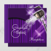 Hollywood Hochzeitsempfang lila Einladung (Vorne/Hinten)