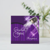 Hollywood Hochzeitsempfang lila Einladung (Stehend Vorderseite)