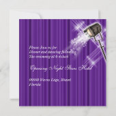 Hollywood Hochzeitsempfang lila Einladung (Rückseite)