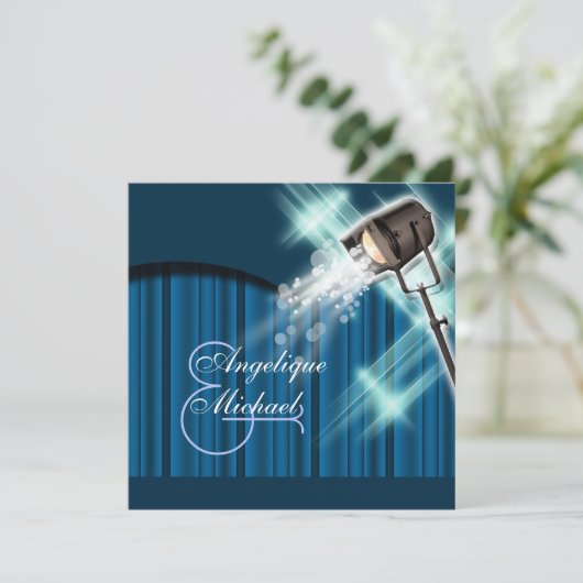 Hollywood Hochzeitstheater Party Einladung (Stehend Vorderseite)