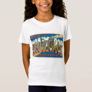 Hollywood Kalifornien Vintage Große Brief Postkart T-Shirt