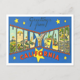 Hollywood, Kalifornien Vintage große Buchstaben Po Postkarte