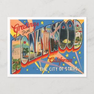 Hollywood, Kalifornien Vintage Große Buchstaben Po Postkarte