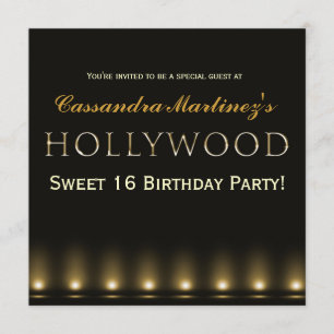 Hollywood-Lichter Gold-Typografie Party-Einladung Einladung