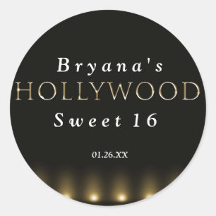Hollywood Lights Black Party Aufkleber Label