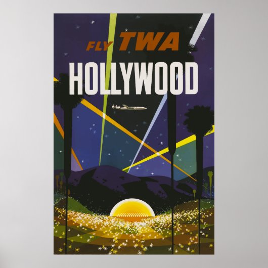 Hollywood Lights Vintage Travel Poster (Vorne)