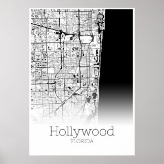 Hollywood Map - Florida - City Map Poster