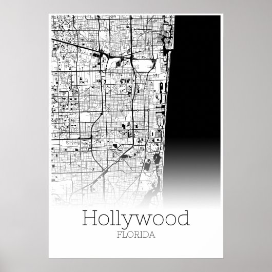Hollywood Map - Florida - City Map Poster (Vorne)
