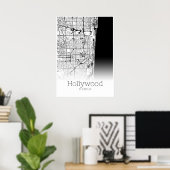 Hollywood Map - Florida - City Map Poster (Heimbüro)