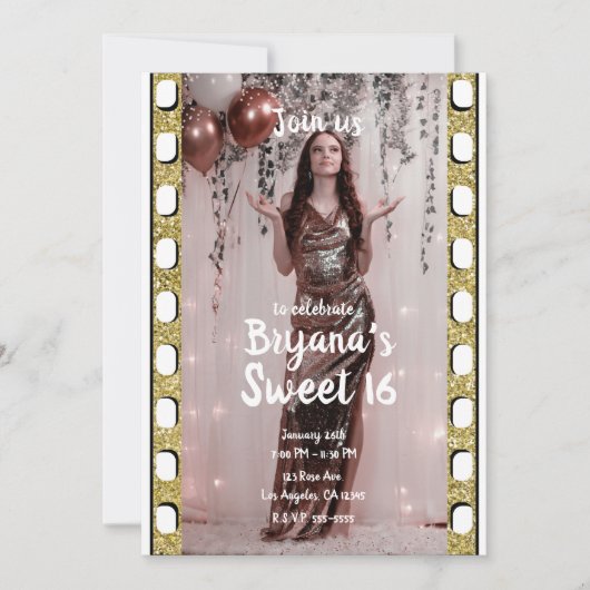 Hollywood Movie Film Cheetah Fotografy Sweet 16 Einladung (Vorderseite)