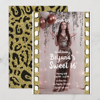Hollywood Movie Film Cheetah Fotografy Sweet 16 Einladung