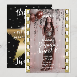 Hollywood Movie Gold Star Film Sweet 16 Einladung