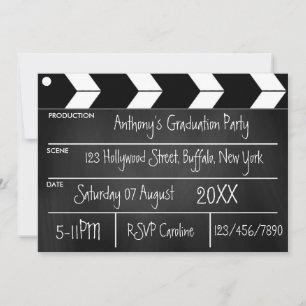 Hollywood Movie Graduation Party Chalkboard Einladung