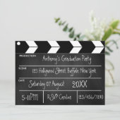 Hollywood Movie Graduation Party Chalkboard Invit Einladung (Stehend Vorderseite)