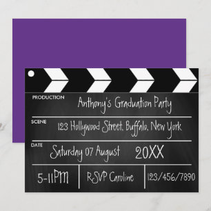 Hollywood Movie Graduation Party Chalkboard Invit Einladung