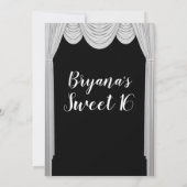 Hollywood Movie Schwarz-weiß Curtains Sweet 16 Einladung (Rückseite)