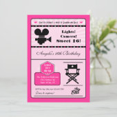 Hollywood Movie Sweet 16 Einladung (Stehend Vorderseite)