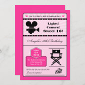Hollywood Movie Sweet 16 Einladung (Vorne/Hinten)