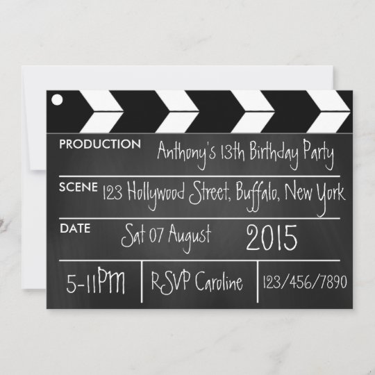 Hollywood Movie Theme Party Chalkboard Einladung Zazzle De 