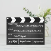 Hollywood Movie Theme Party Chalkboard Einladung (Stehend Vorderseite)