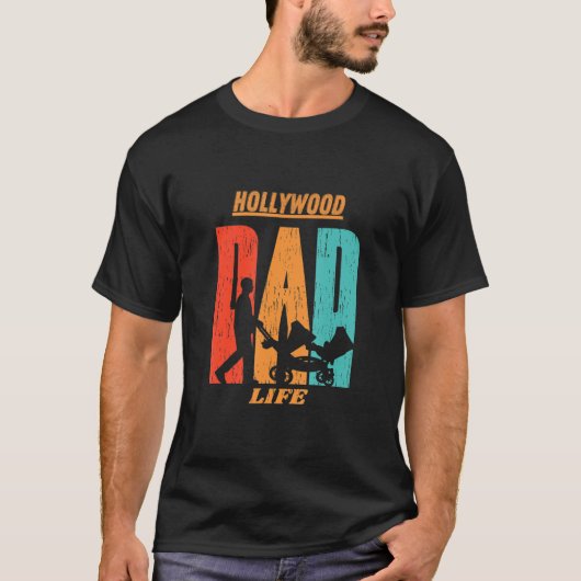 Hollywood Native Funny State Flag Vater Parent Bab T-Shirt (Vorderseite)