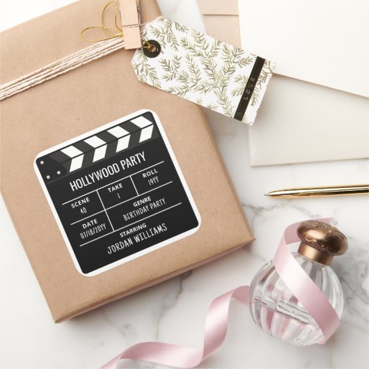 Hollywood Party Stickers, Custom Birthday Quadratischer Aufkleber (Schenken)