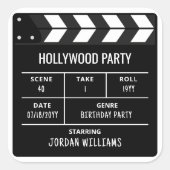 Hollywood Party Stickers, Custom Birthday Quadratischer Aufkleber (Vorderseite)