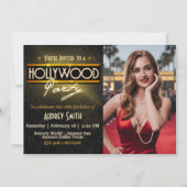 Hollywood Party with Picture Birthday Invitation Einladung (Vorderseite)