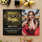 Hollywood Party with Picture Birthday Invitation Einladung