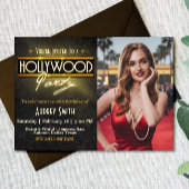 Hollywood Party with Picture Birthday Invitation Einladung