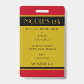 Hollywood Premiere VIP Geburtstagsparty Einladung Ausweis (Rückseite)