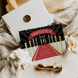 Hollywood Red Carpet Movie Thema Sweet 16 Gold Folieneinladung