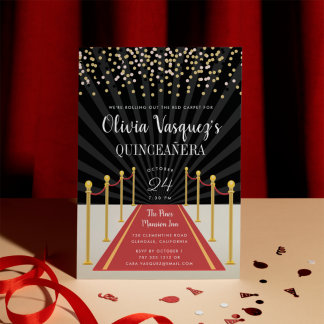 Hollywood Red Carpet Quinceanera Einladung