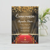 Hollywood Red Carpet Quinceanera Einladungen (Stehend Vorderseite)