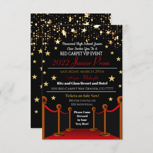 Hollywood Red Tepet Dance Einladung (Vorne/Hinten)