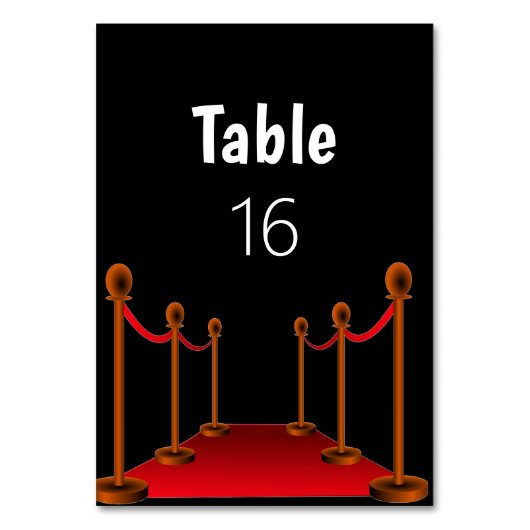 Hollywood Red Tepet Elegant Sweet 16 Tischnummer (Rückseite)