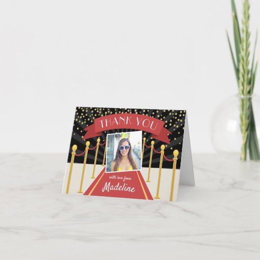 Hollywood Red Tepet Personalisiertes Foto Dankeskarte (Vorderseite)