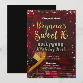 Hollywood Red Tepet Stairs SWEET 16 16. Party Einladung