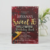 Hollywood Red Tepet Stairs SWEET 16 Birthday Einladung (Stehend Vorderseite)