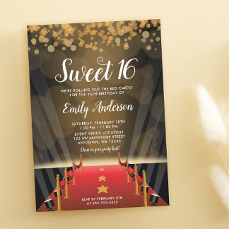 Hollywood Red Tepet Sweet 16 Einladung