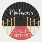 Hollywood Red Teppich Personalisiert Runder Aufkleber (Vorderseite)