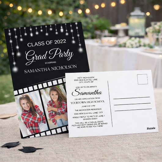 Hollywood Reel 3 Foto Black Silver Abschluss Postkarte