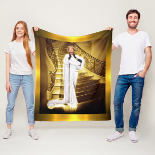 Hollywood Regency Glamour Diva Golden Fleecedecke
