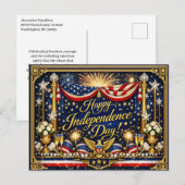 Hollywood Regency Independence Day Patriotic Feiertagspostkarte (Vorne/Hinten)