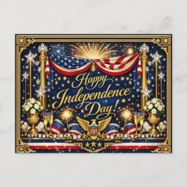Hollywood Regency Independence Day Patriotic Feiertagspostkarte