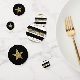Hollywood Schwarz-Weiß Gold Glitter Sterne Party Konfetti