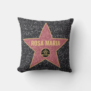 Hollywood Star Glitzer Quinceañera 16" Pillow Kissen