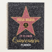 Hollywood Star Glitzern Quinceañera Planner Planer (Vorderseite)