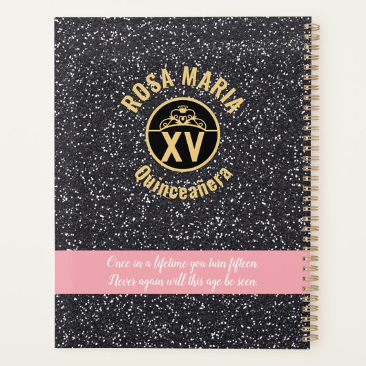 Hollywood Star Glitzern Quinceañera Planner Planer (Rückseite)