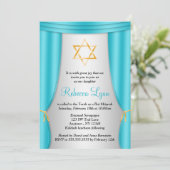 Hollywood Star von David Aquamarin Silver Bat Mitz Einladung (Stehend Vorderseite)